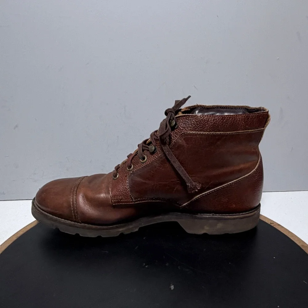 Allen Edmonds Cascade Boots Men 11 D Cap Toe Pebbled Leather Brown Workwear 7083